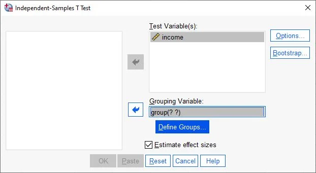 SPSS Independent T-Test, unpaired t-test, Comparing Groups in SPSS, Two-Sample T-Test, independen samples: Grouping Variables